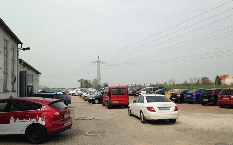 a parking lot full of cars