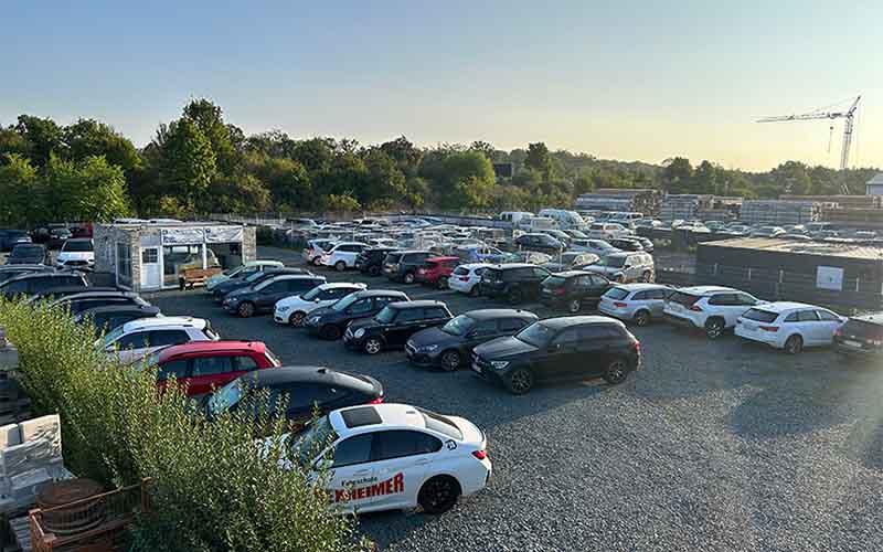 a parking lot full of cars