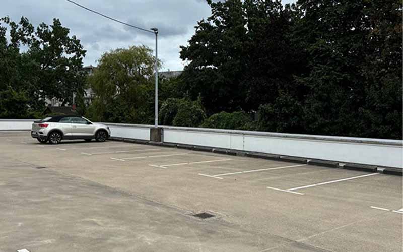 a car parked in a parking lot
